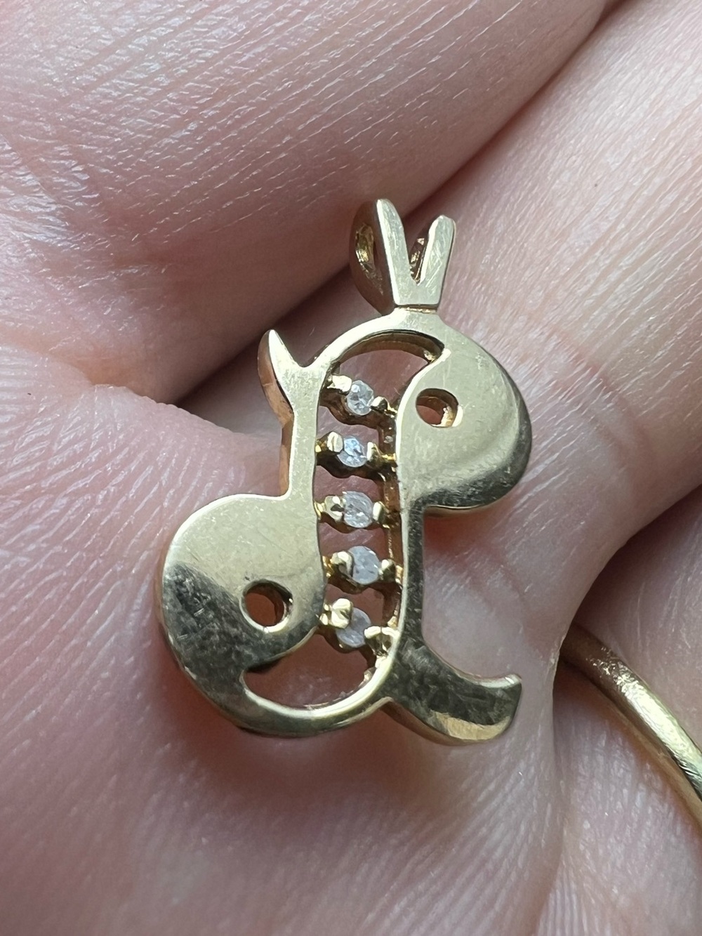 14K Gold Pendant Necklace Charm with Genuine Diamonds Accents